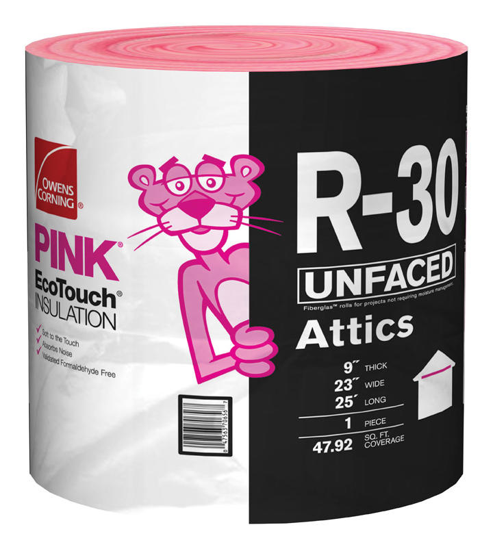 Owens Corning Eco Touch 23 in. W X 25 ft. L R-30 Unfaced Fiberglass  Insulation Roll 47.92 sq ft