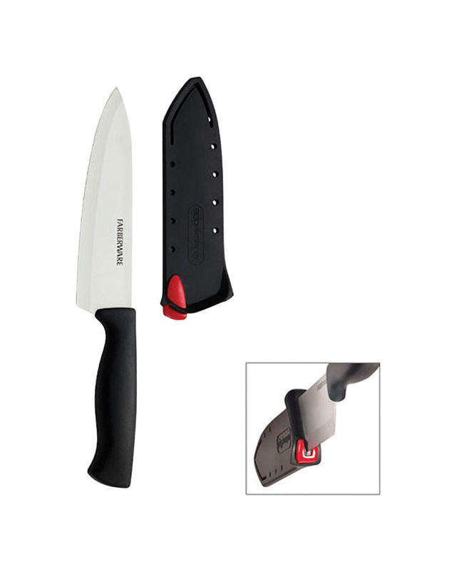 Farberware 6 In. Black Chef Knife with Edgekeeper Sheath