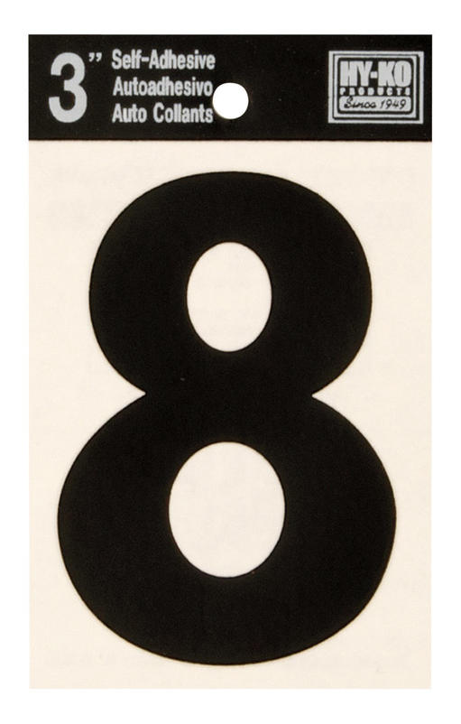 Hy‑Ko 30408 Self‑Adhesive Black Vinyl Die‑Cut Numbers & Letters – Weather‑Resistant 8‑Char Set
