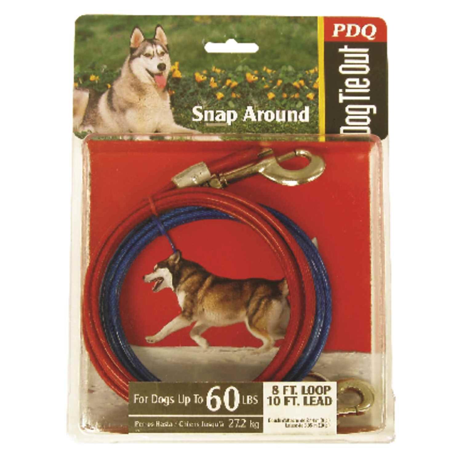 Boss Pet PDQ Red Tie-Out Vinyl Coated Cable Dog Tie Out Large