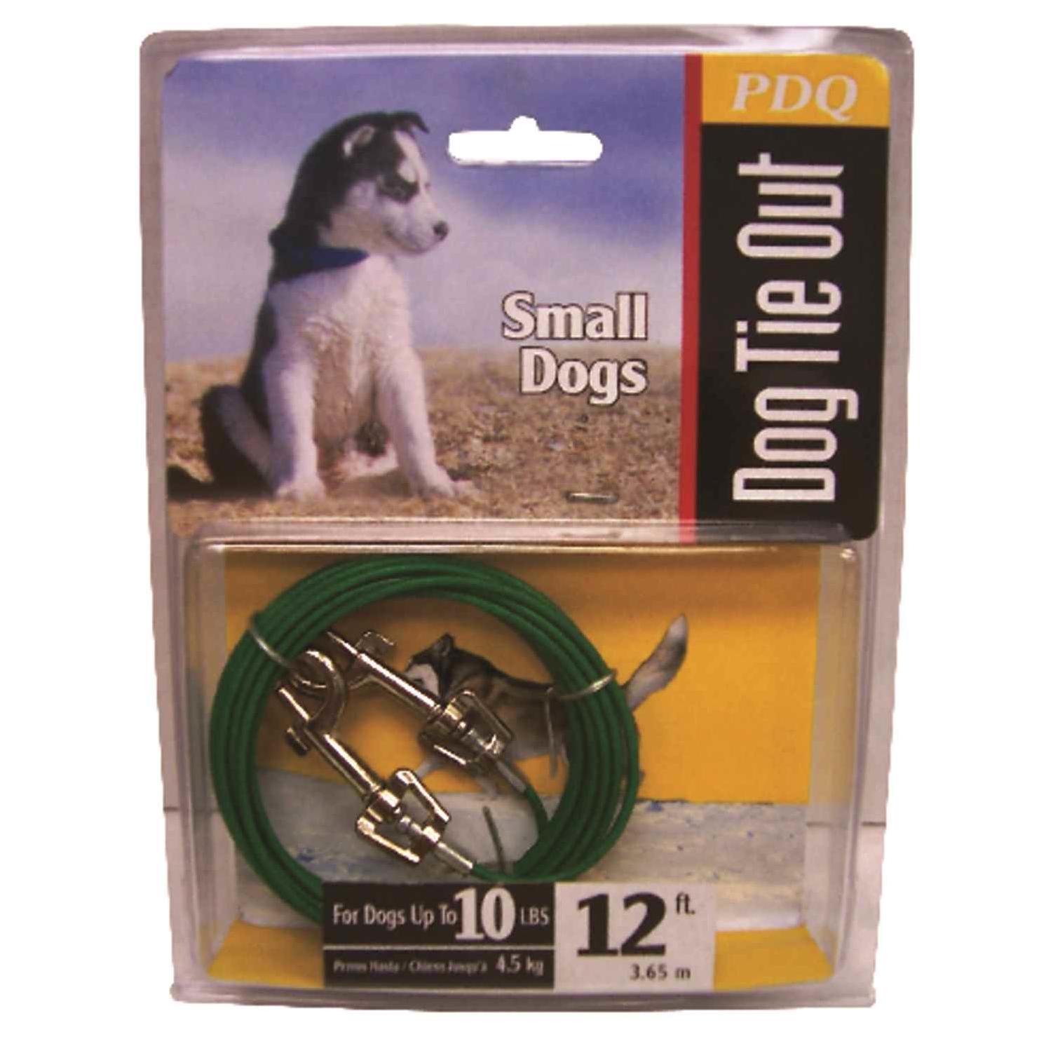 Boss Pet PDQ Green / Silver Tie-Out Vinyl Coated Cable Dog Tie Out Small