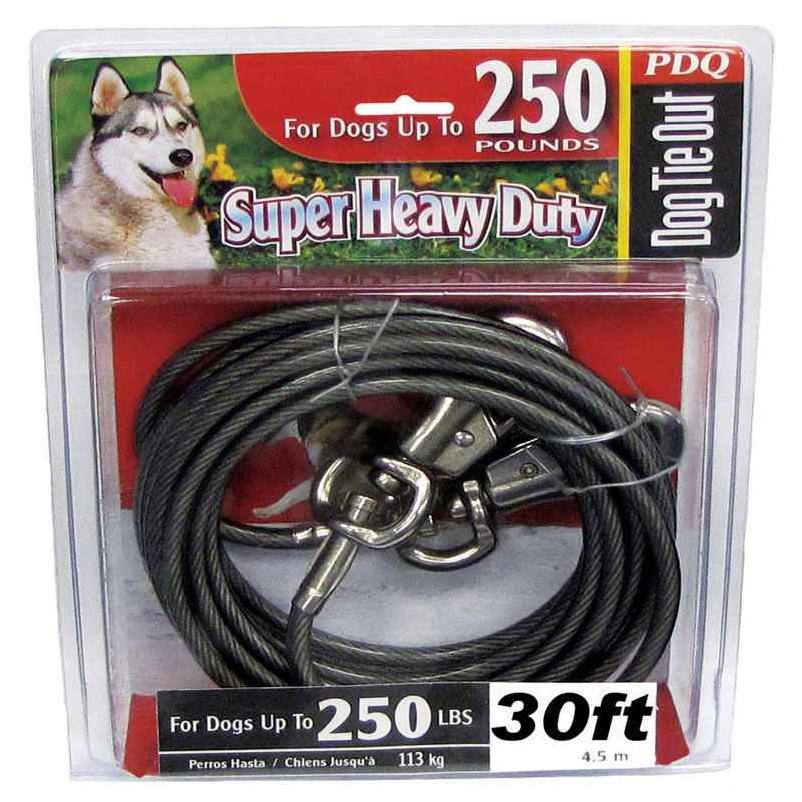 Boss Pet PDQ Silver Tie-Out Vinyl Coated Cable Dog Tie Out X-Large