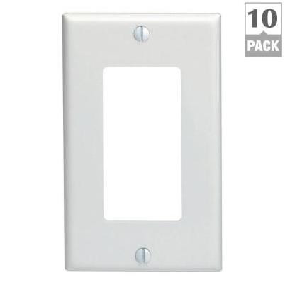 Leviton Decora 1-Gang Smooth Plastic Rocker Decorator Wall Plate, White (10-Pack)