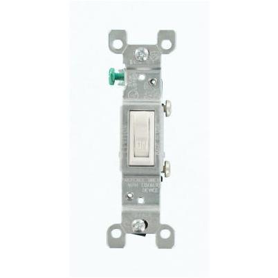 Leviton Residential Grade 15 Amp Toggle Single Pole Switch, White
