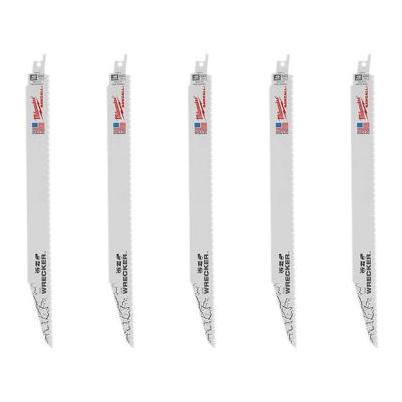 Milwaukee SAWZALL The WRECKER 12 In. 7/11 TPI Multi-Material Demolition Reciprocating Saw Blade (5-Pack)