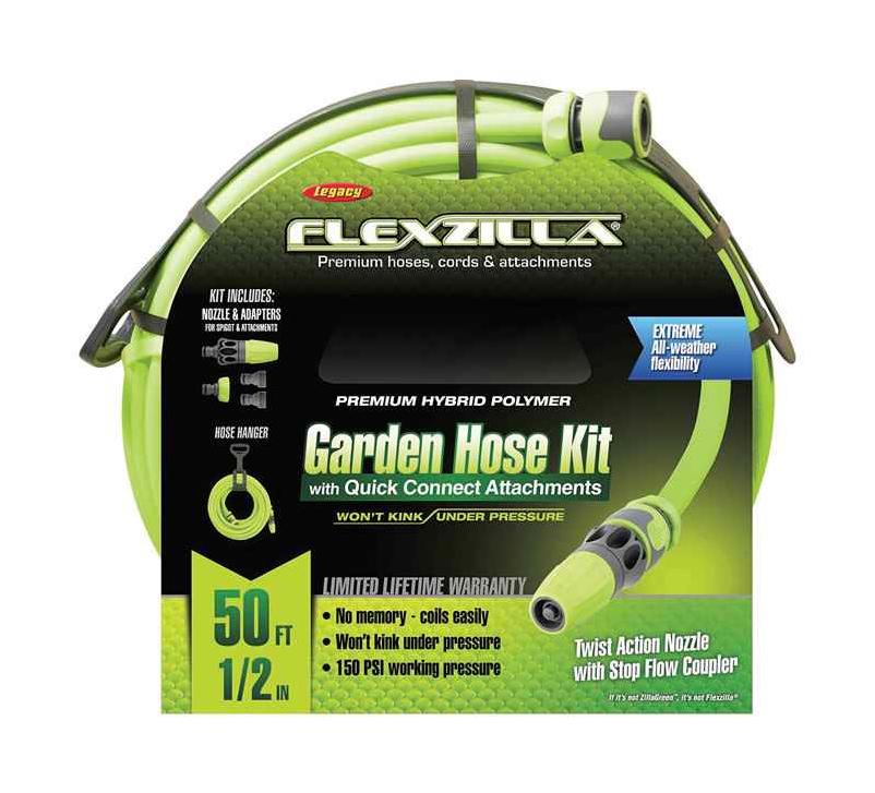 Flexzilla 1/2 In. Dia. x 50 Ft. L. Heavy Duty Garden Hose with Quick  Connect