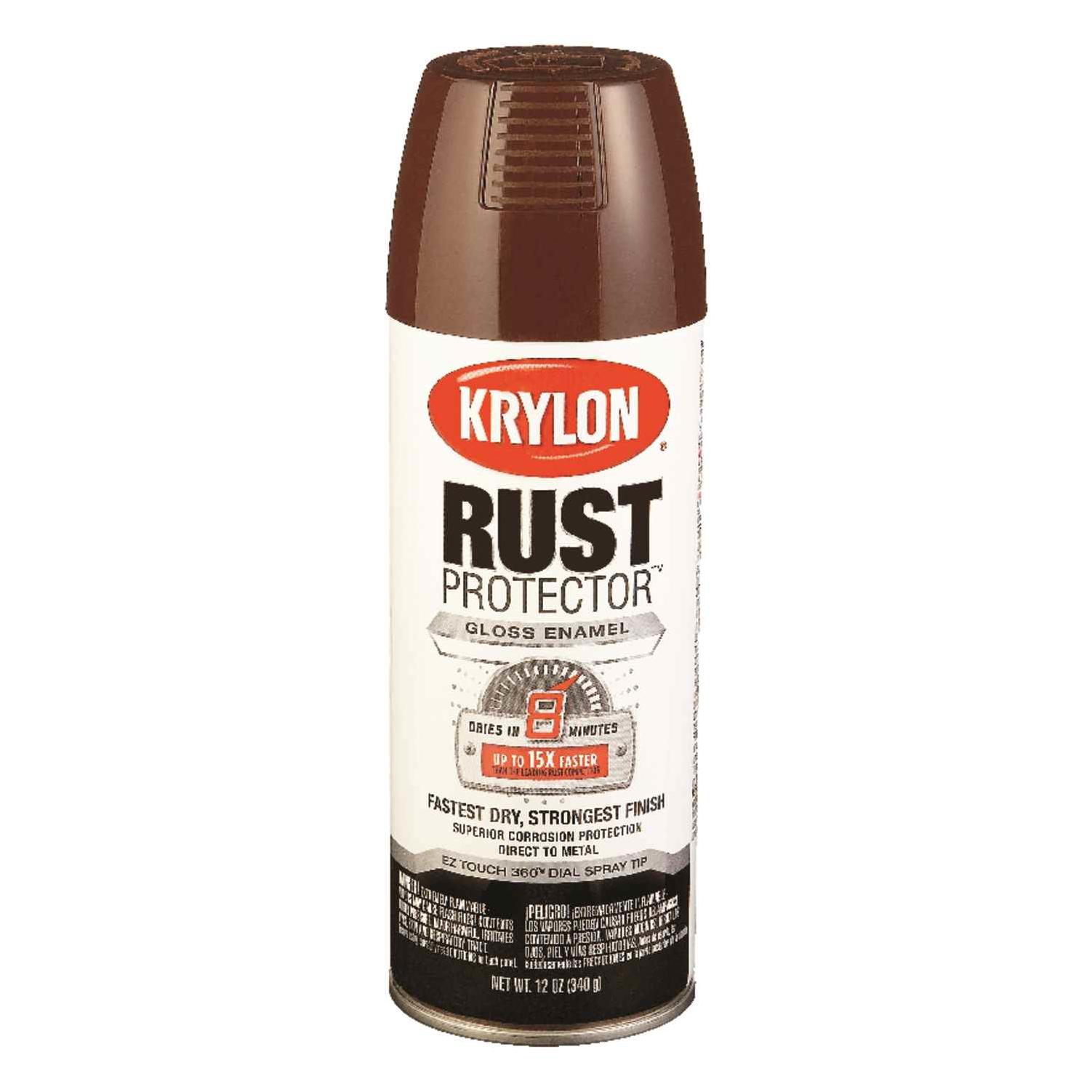 Krylon Rust Tough 12 Oz. Gloss Alkyd Enamel Spray Paint, Leather Brown