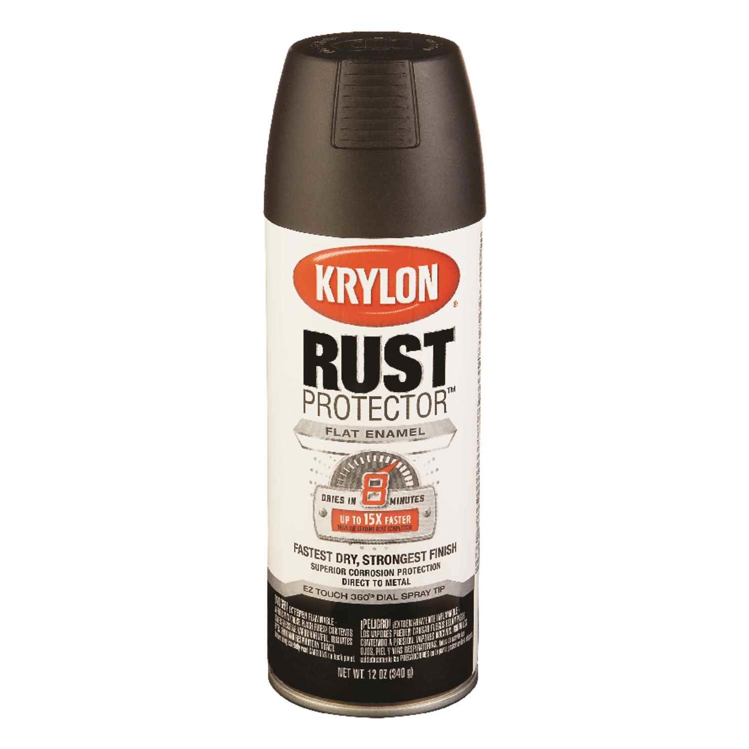 Krylon Rust Tough 12 Oz. Flat Alkyd Enamel Spray Paint, Black