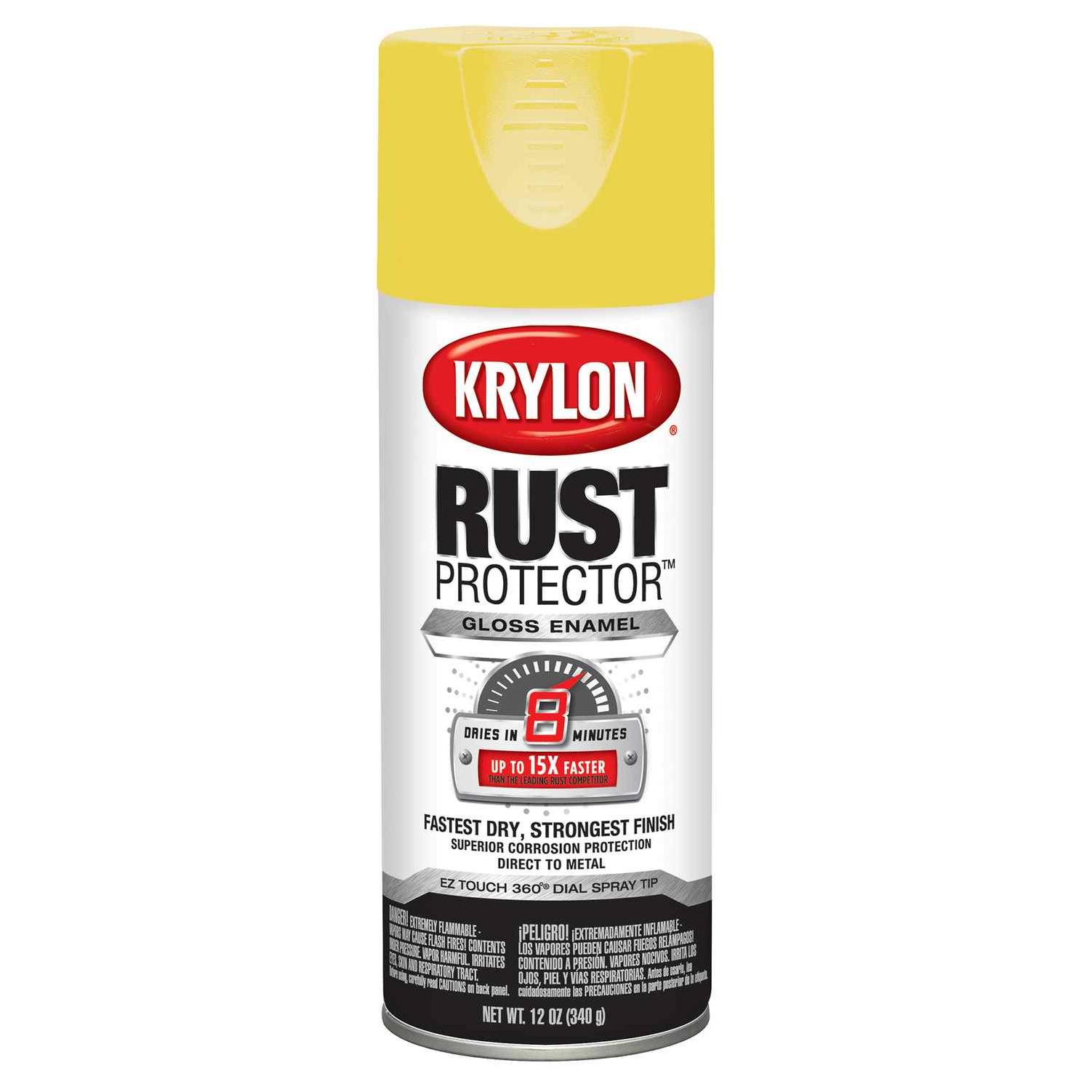 Krylon Rust Tough 12 Oz. Gloss Alkyd Enamel Spray Paint, Yellow