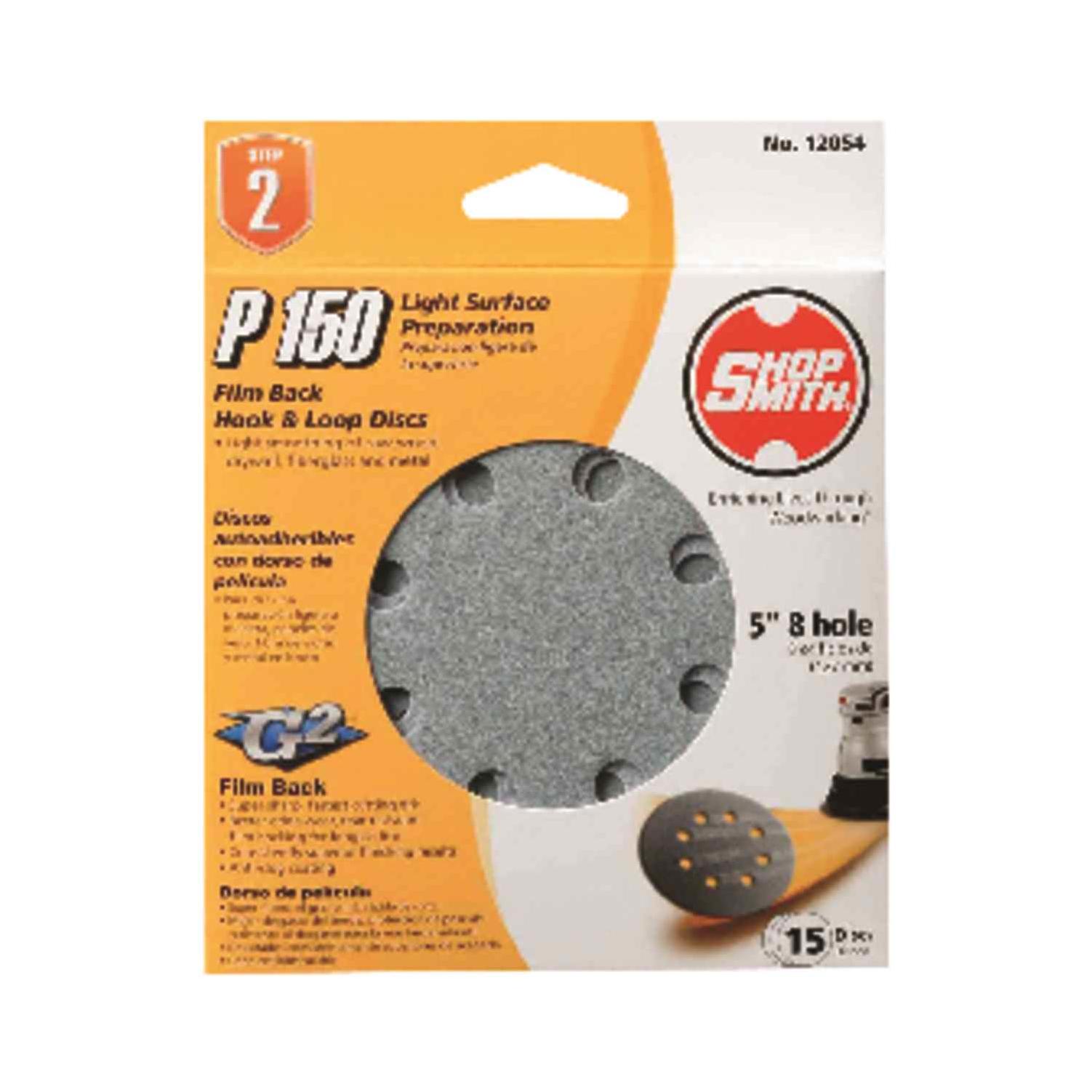 Gator Blade 5 In. 150-Grit 8-Hole Pattern Vented Sanding Disc with Hook & Loop Backing (15-Pack)