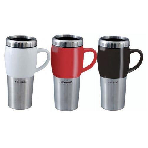 MR COFFEE 16OZ CERAMIC/S.STEEL TRAVEL MUG SET W/ LID - ASST