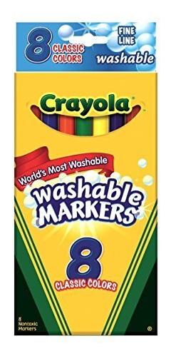 Crayola Classic Kids Markers, Fine Point, Assorted, 8/Pack (58-7809), Quill