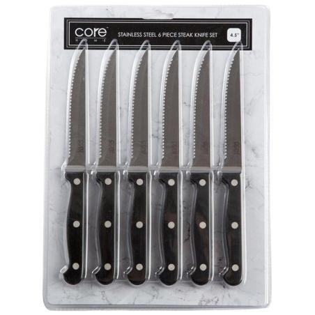 Core Kitchen 6 pc. Steak Knife Set, Black