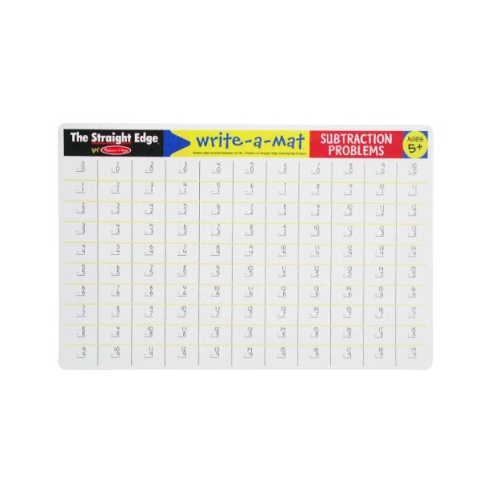 Subtraction Problems Write-a-mat Educational Learning Tool