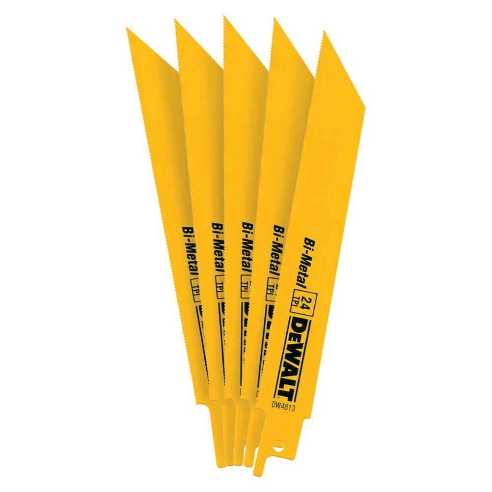 DEWALT 6 In. 24 TPI Bi-Metal Metal Reciprocating Saw Blade (5-Pack)
