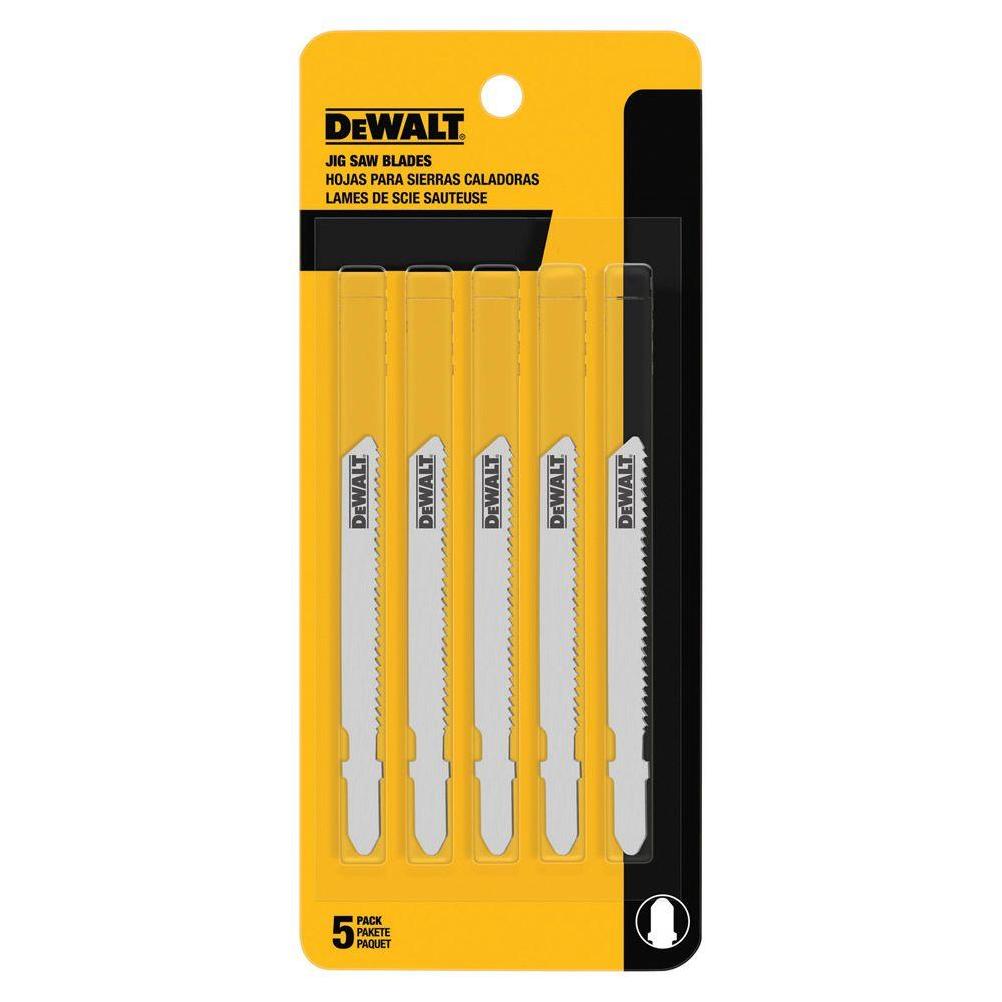 DeWalt T-Shank 3 In. x 24 TPI High Carbon Steel Jig Saw Blade, Thin Metal (5-Pack)