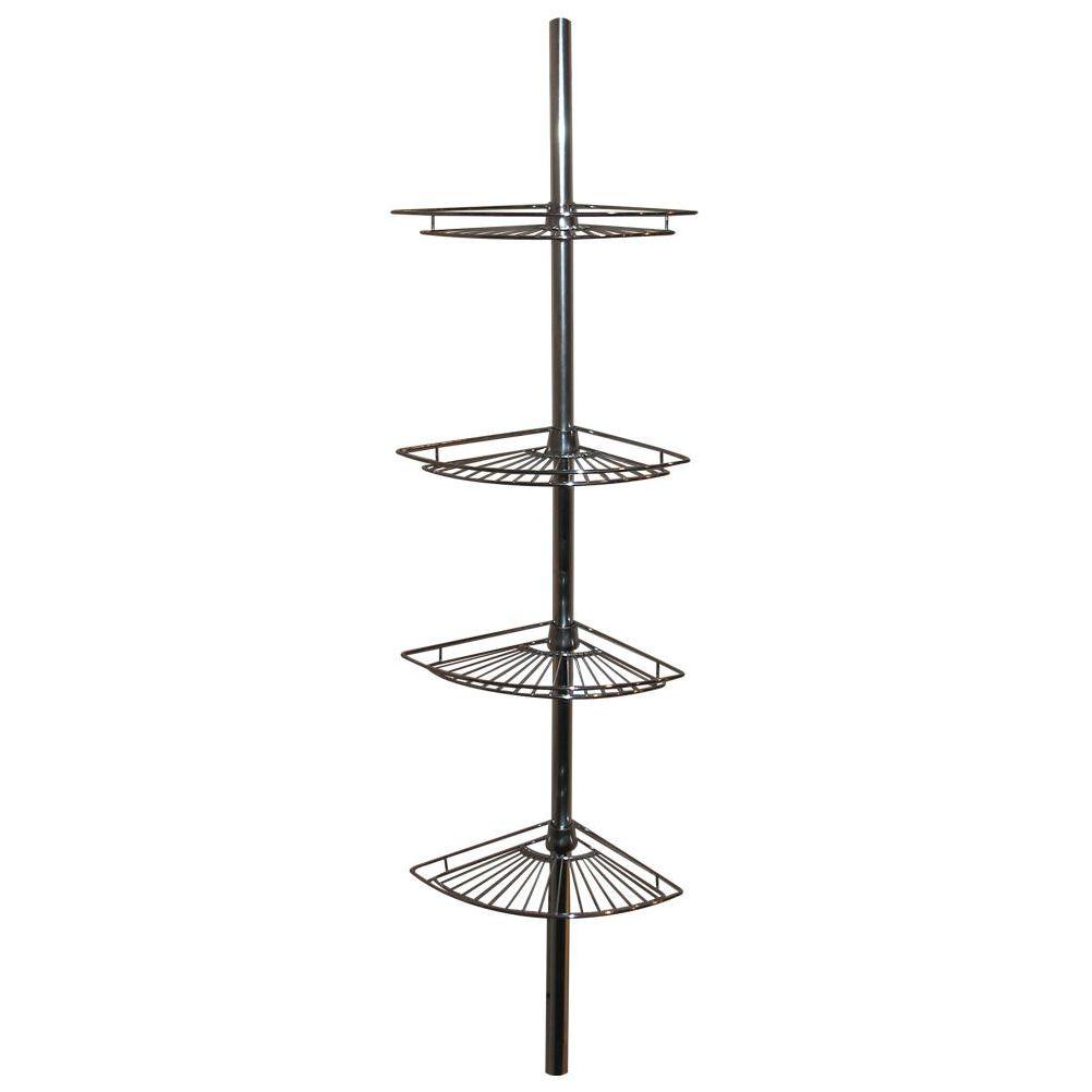 4 Tier Shelf Tension Corner Shower Organizer Caddy - White