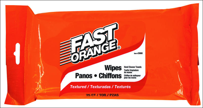 Fast Orange Hand Cleaner Wipes - (8) 25 Wipes per Pack - UnoClean