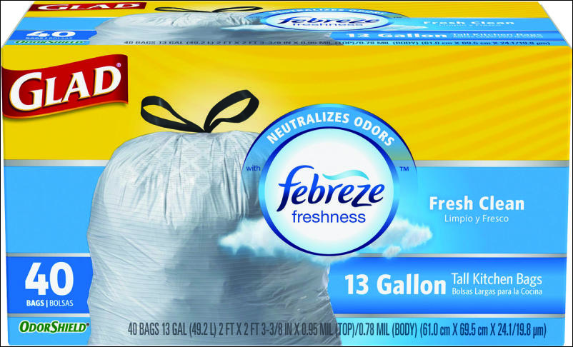 Glad Febreze 13 Gal. Fresh Scent Tall Kitchen White Trash Bag (40