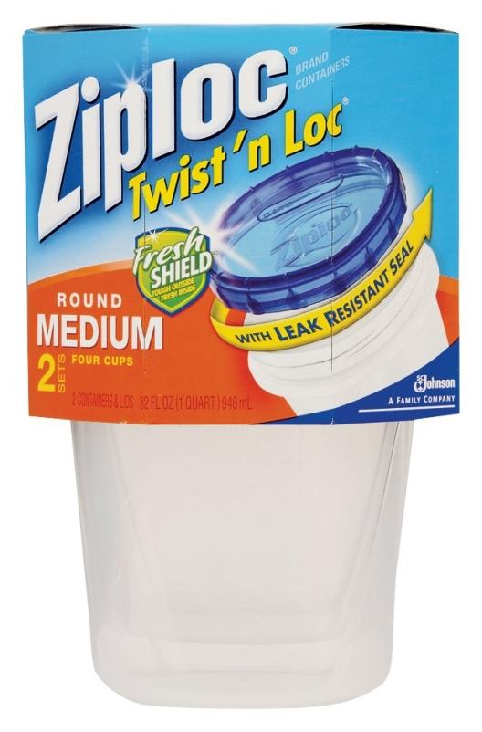 Ziploc Brand, Food Storage Containers with Lids, Twist 'n Loc, Medium Round,  4 ct