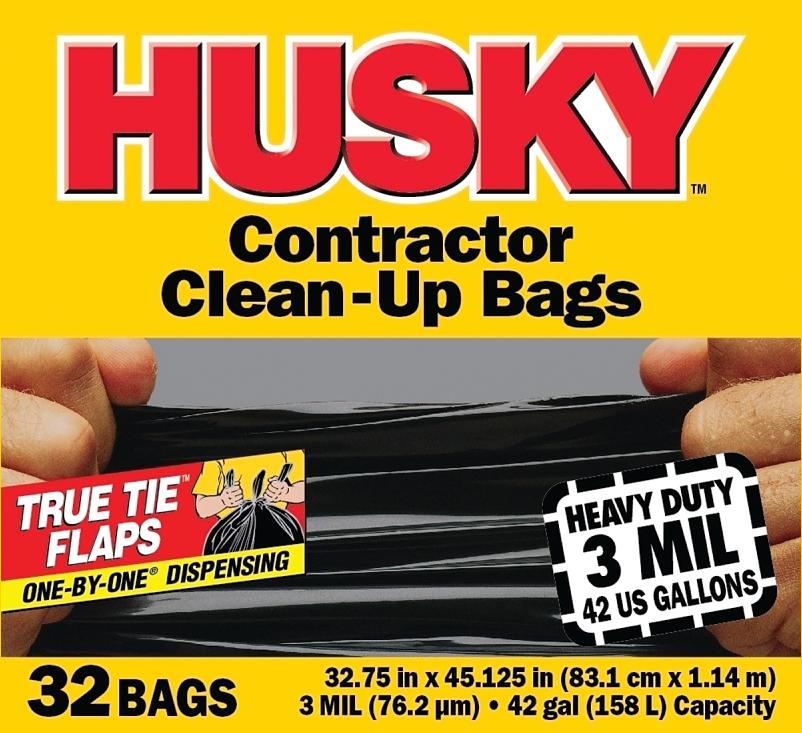 3 mil Black Contractor Garbage Bags With Flap 32 ct