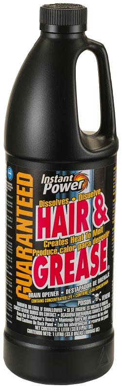 Instant Power 1969 Hair and Grease Drain Opener, Liquid, Clear, Odorless, 1  L Bottle | B & R Industrial Supply