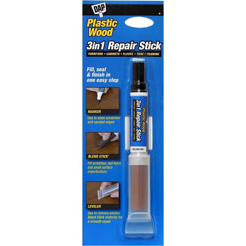 Plastic Wood 7079804094 3-in-1 Repair Stick, Solid (Blend Stick), Liquid (Marker), Golden 0.4 oz | B & R Industrial Supply