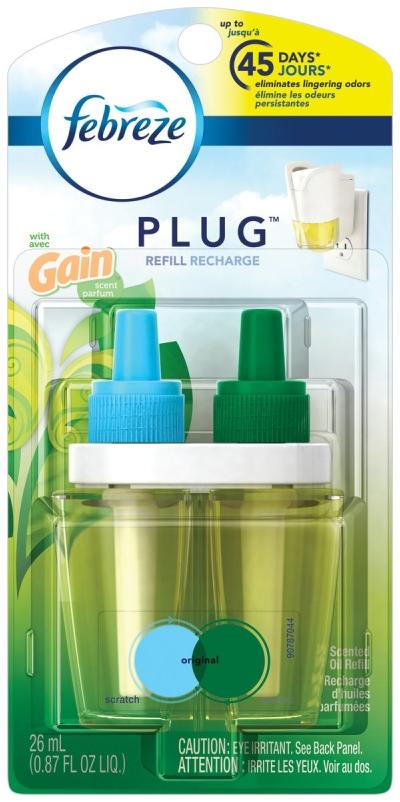 Febreze Plug Air Freshener Scented Oils Refill, Gain Original 1 Each -  (Pack of 3)