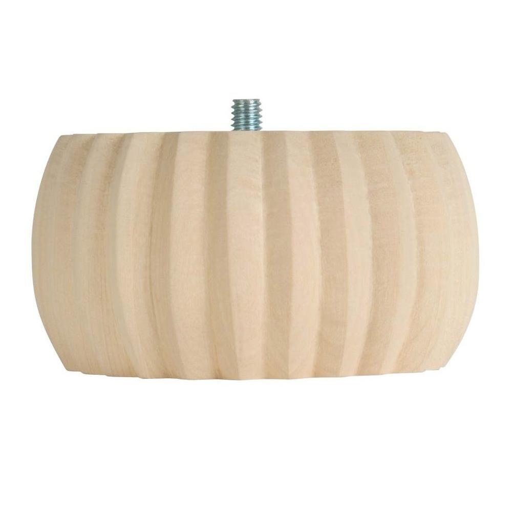 Waddell 2 In. x 4 In. Reeded Hardwood Bun Foot