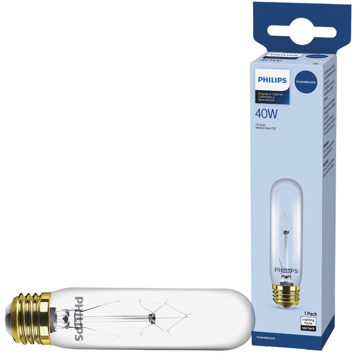 Philips 40W Clear Medium Tubular T10 Incandescent Display Light Bulb