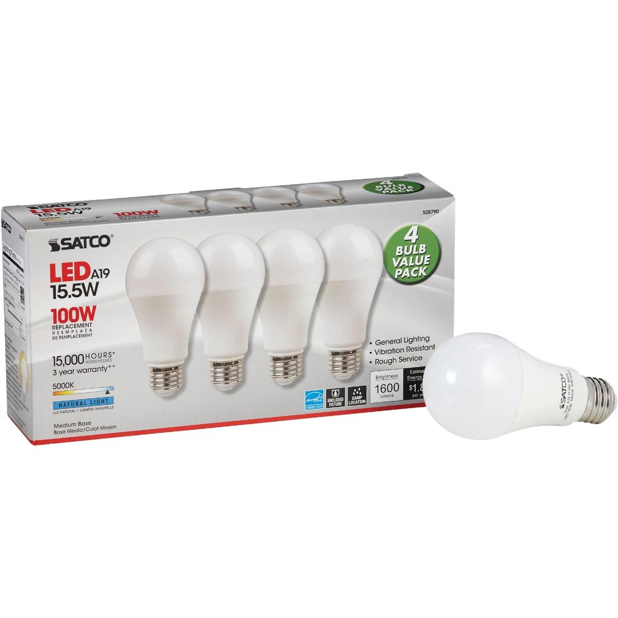 Satco 100W Equivalent Natural Light A19 Medium LED Light Bulb