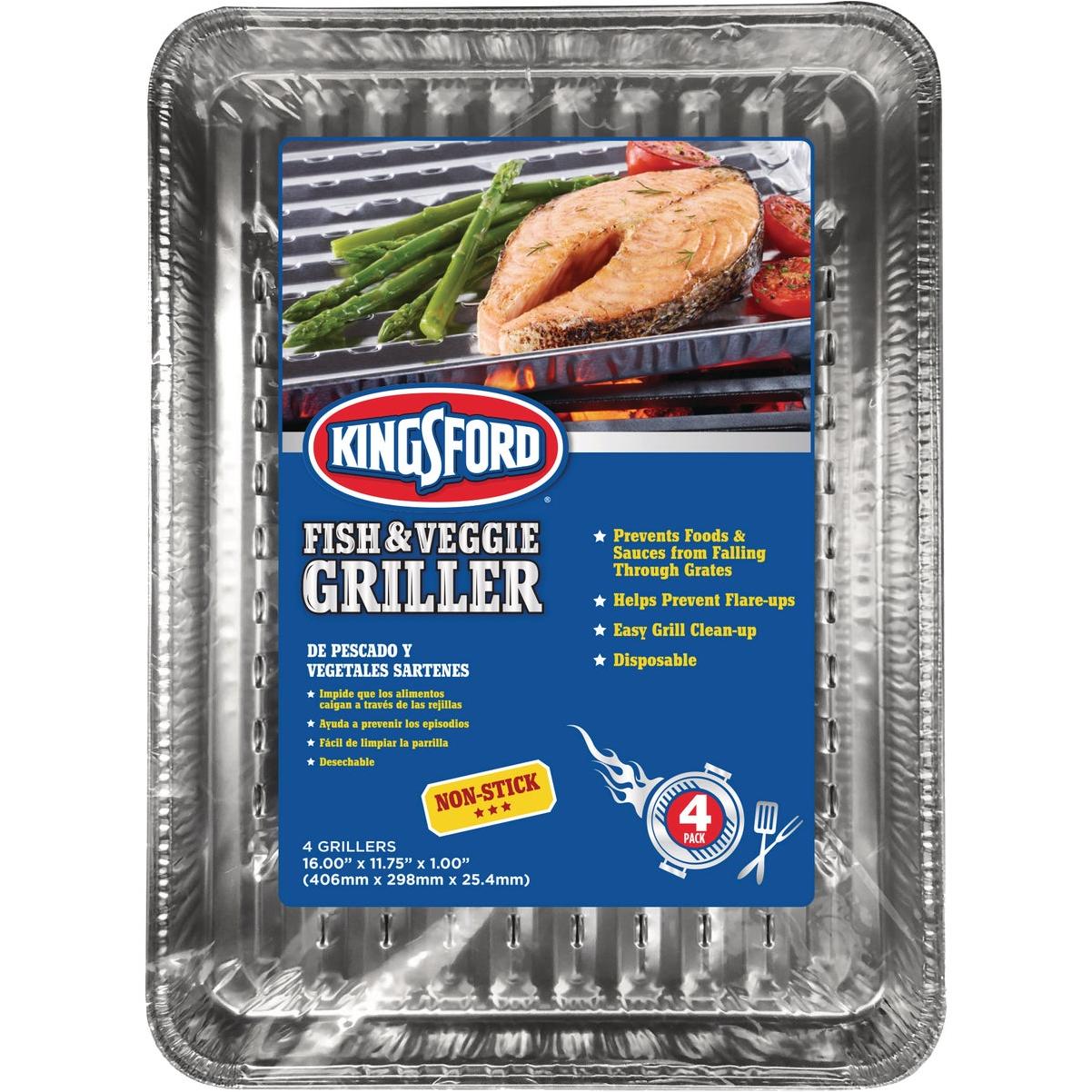 Kingsford Non-Stick Aluminum 11.75 In. W. x 16 In. L. Fish & Veggie Griller Pan (4-Pack)