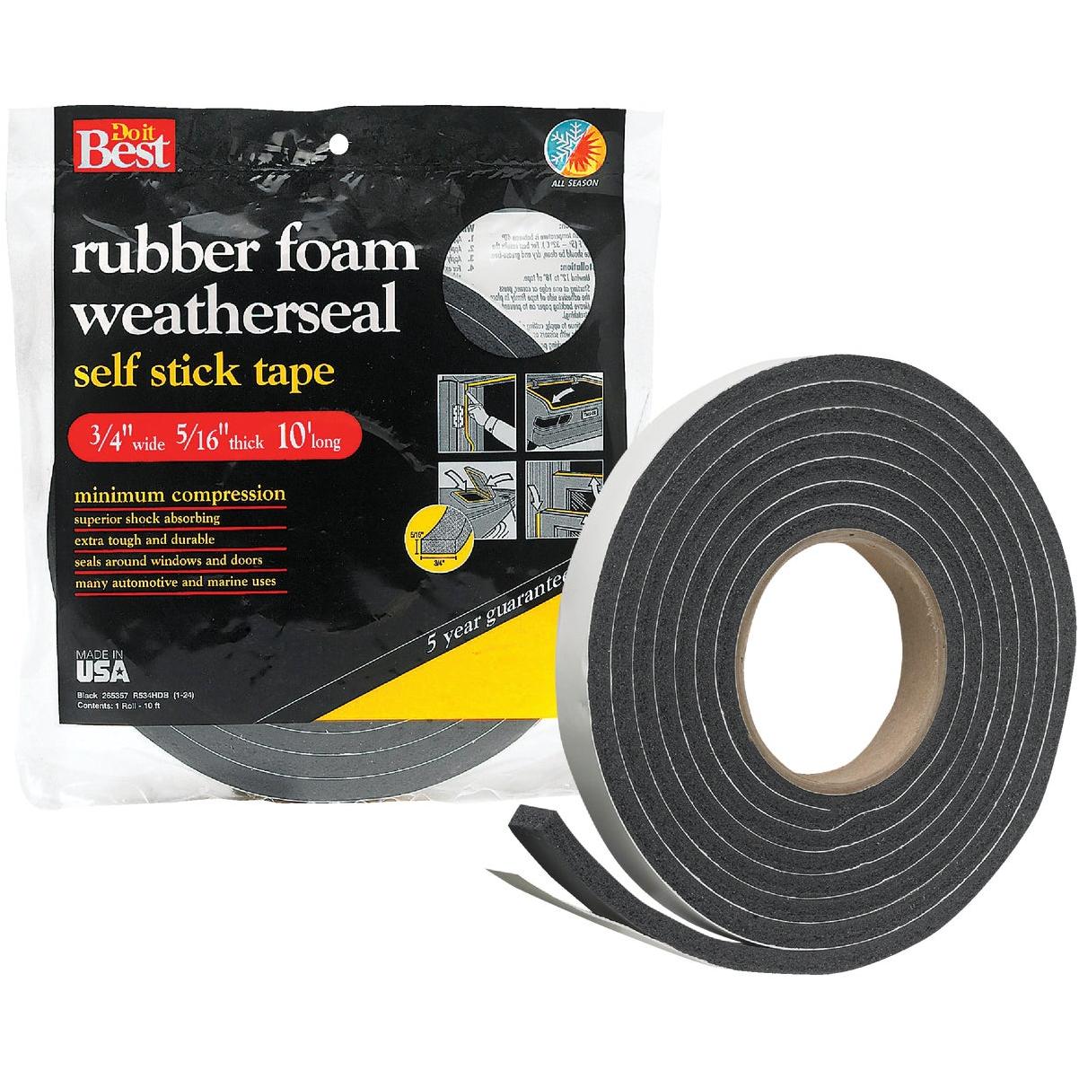 Do it Best 3/4 In. W x 5/16 In. T x 10 Ft. L Black Rubber Foam Weatherstrip Tape