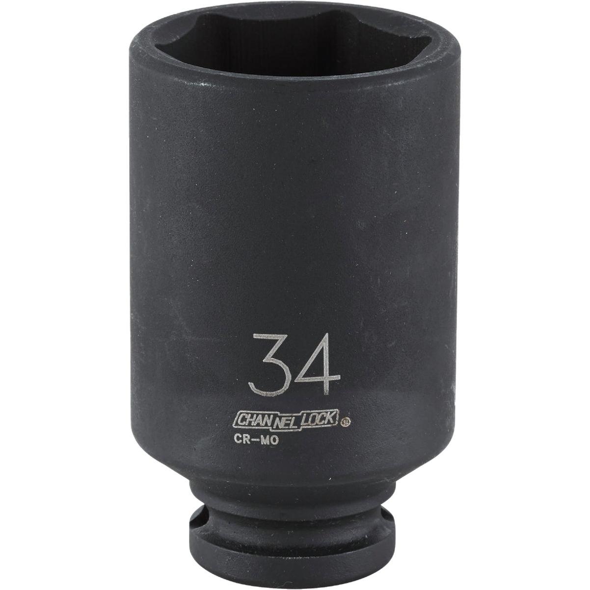 Channellock 1/2 In. Drive 34 mm 6-Point Deep Metric Impact Socket