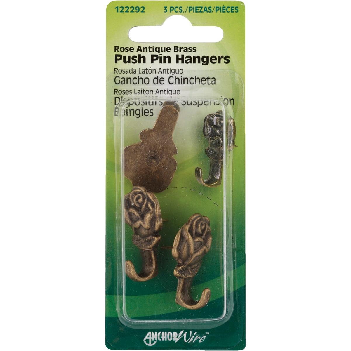 Hillman Anchor Wire Antique Brass Rose Decorative Push Pin Hanger (3 Count)