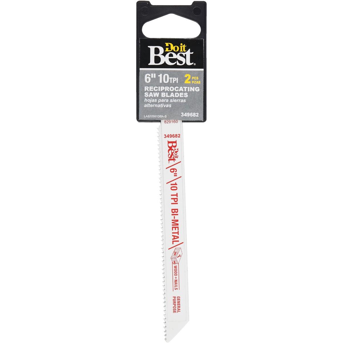 Do it Best Bi-Metal 6 In. 10 TPI Wood with Nails Reciprocating Saw Blade (2-Pack)