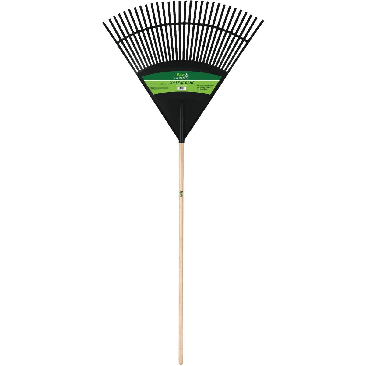 Best Garden 30 In. Poly Leaf Rake with 48 In. Wood Handle (30-Tine)