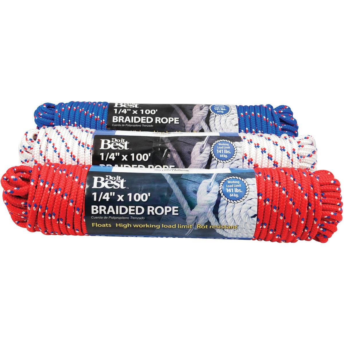 Do it Best 1/4 In. x 100 Ft. Assorted Colors Diamond Braided Polypropylene Packaged Rope