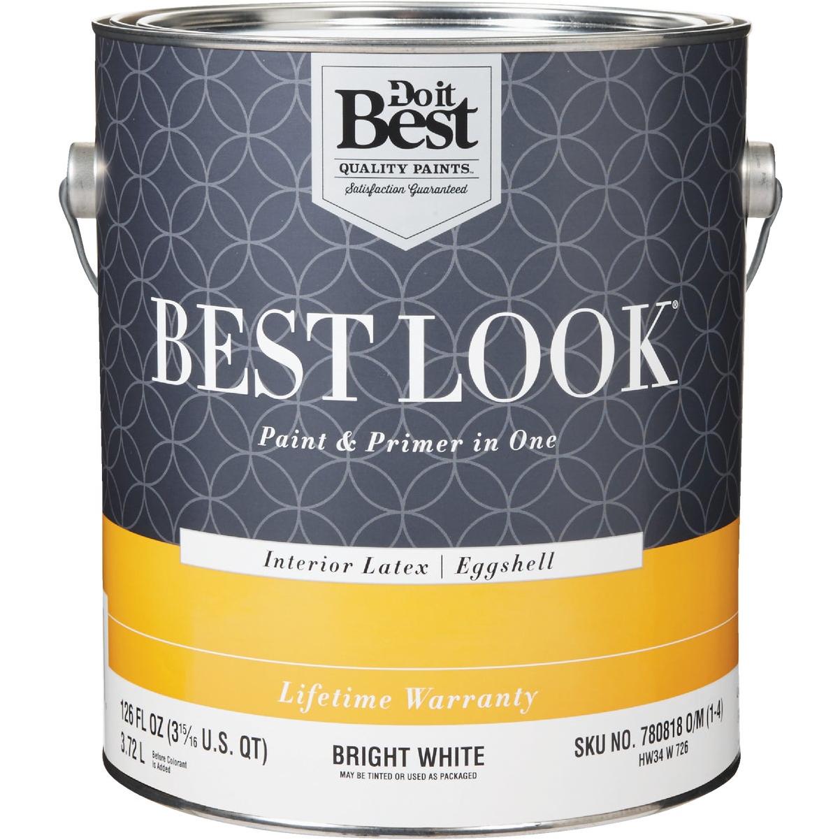 Best Look Latex Premium Paint & Primer In One Eggshell Interior Wall Paint, Bright White, 1 Gal.