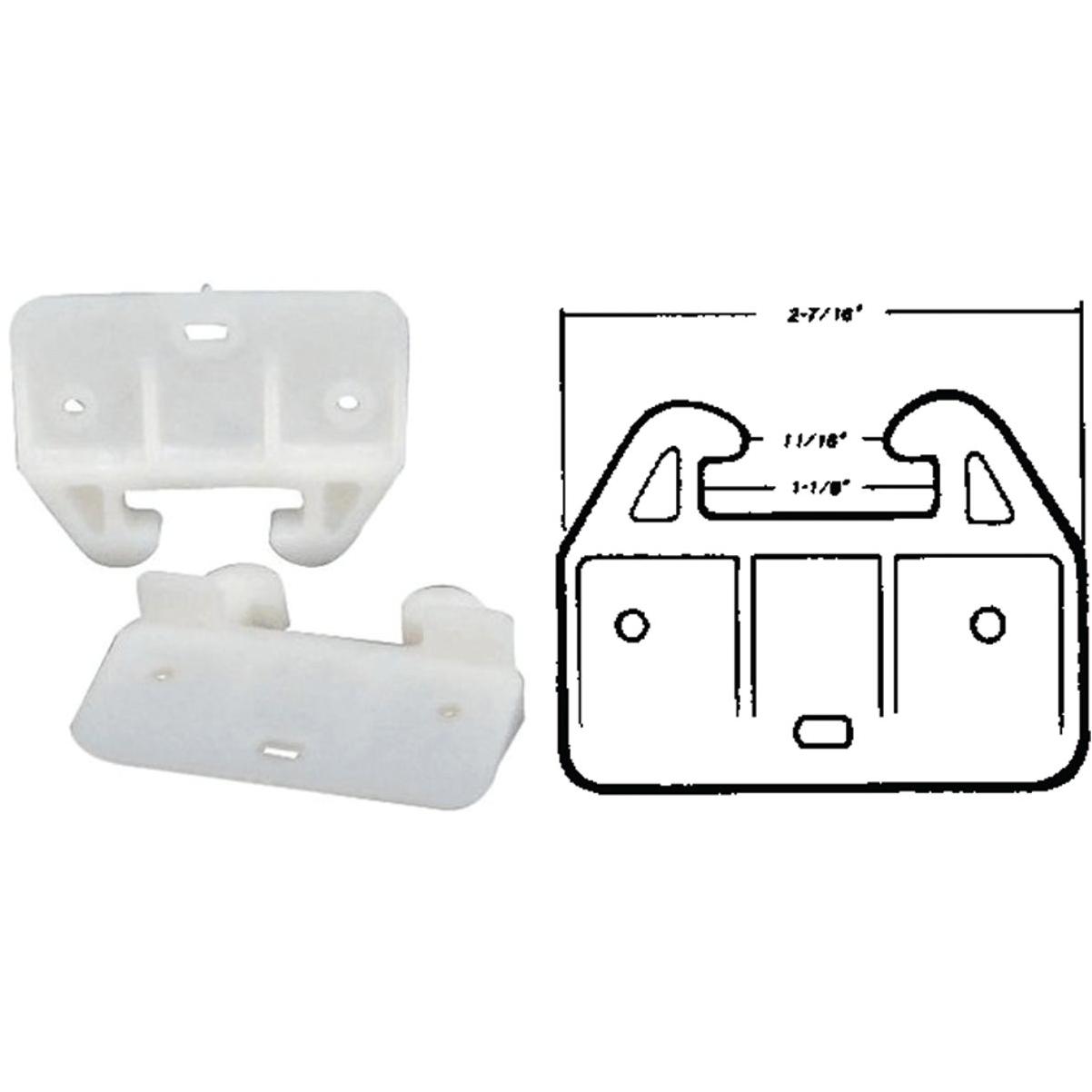 United States Hardware Rear Plastic White Track Guide for 1-1/8 In. Track (2-Pack)