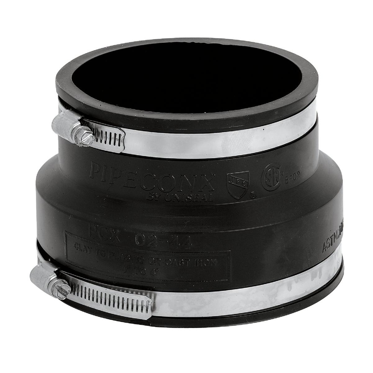 Fernco 4 In. x 4 In. Clay to Cast Iron or Plastic Reducing  PVC Coupling
