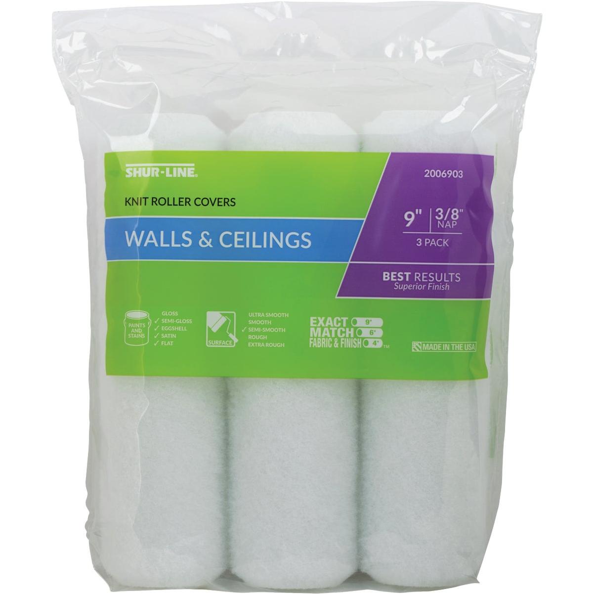 Shur-Line Shur-Flow 9 In. x 3/8 In. Paint & Primer Knit Fabric Roller Cover (3-Pack)