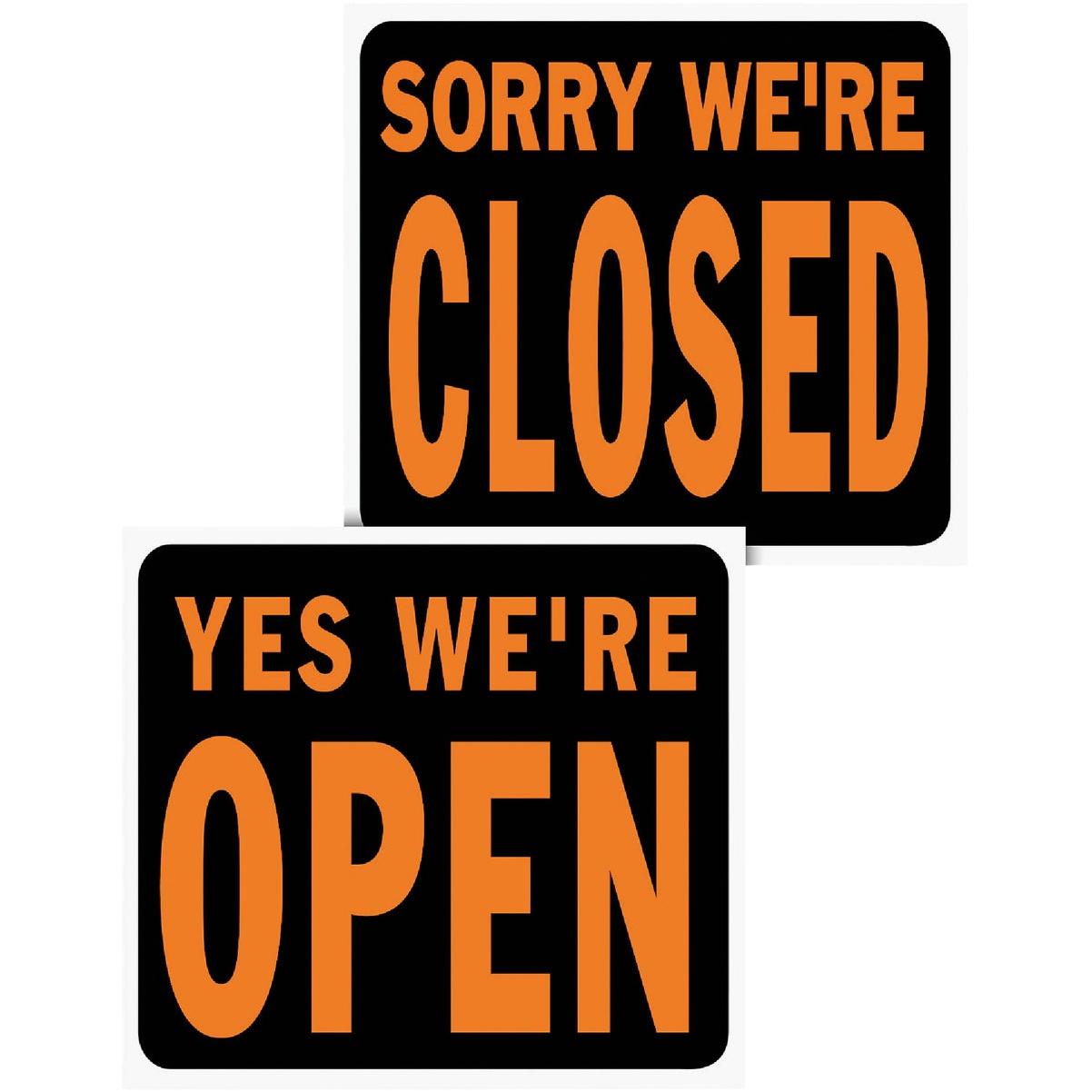 Hy-Ko 15x19 Heavy Gauge Plastic Sign, Yes We're Open/Sorry We're Closed