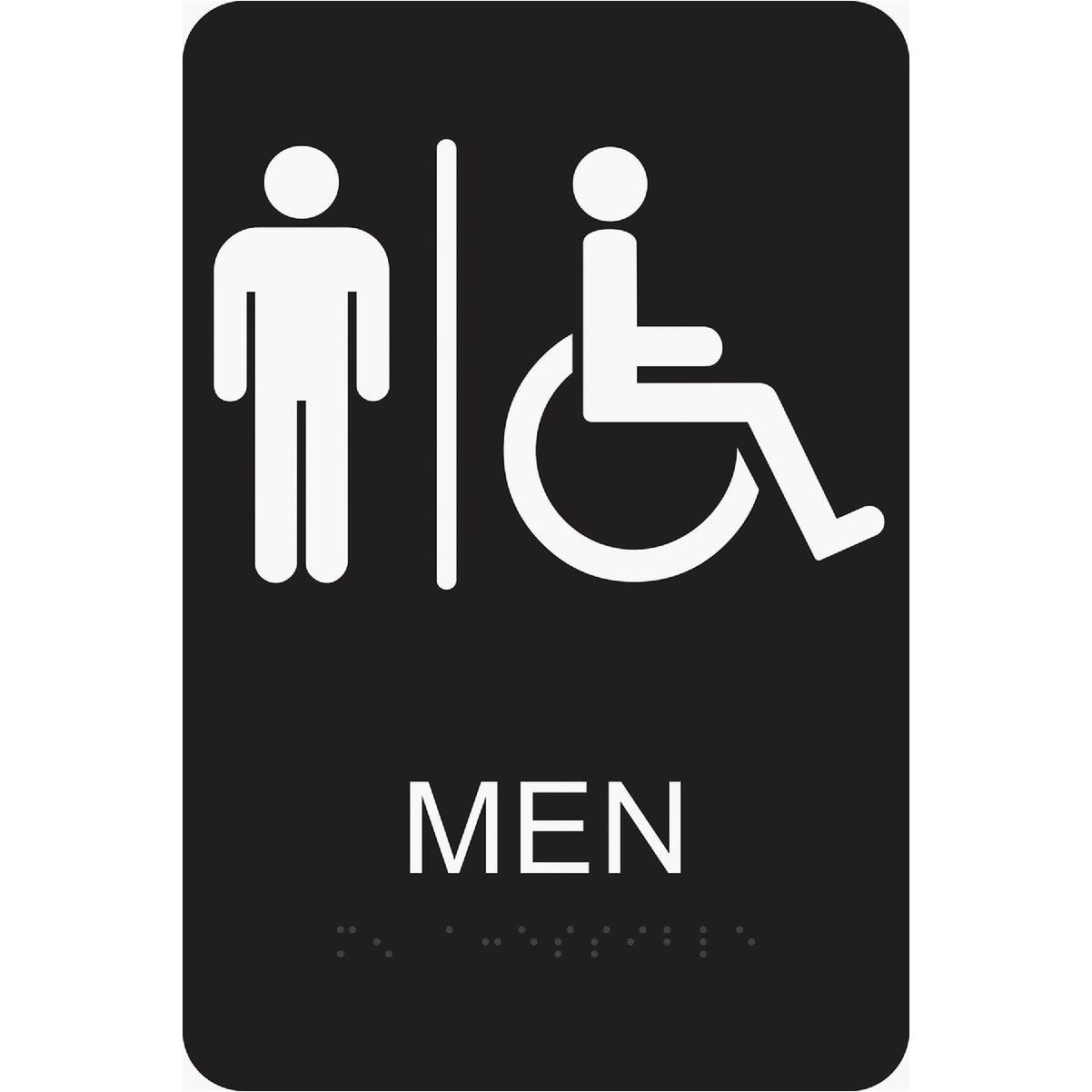 Hy-Ko Deco Series Plastic Braille Restroom Sign, Men Handicapped