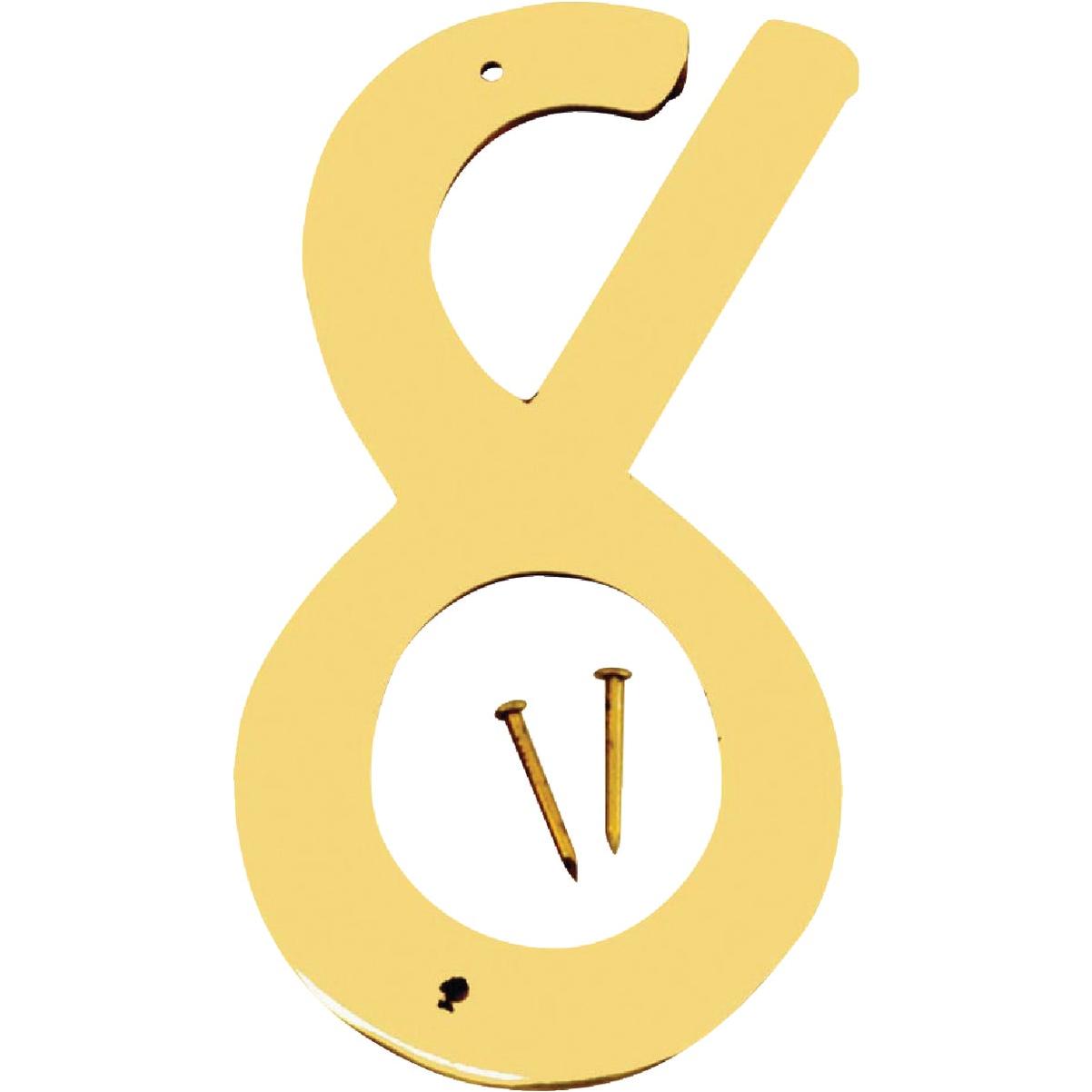 Hy-Ko 4 In. Polished Brass House Number Eight