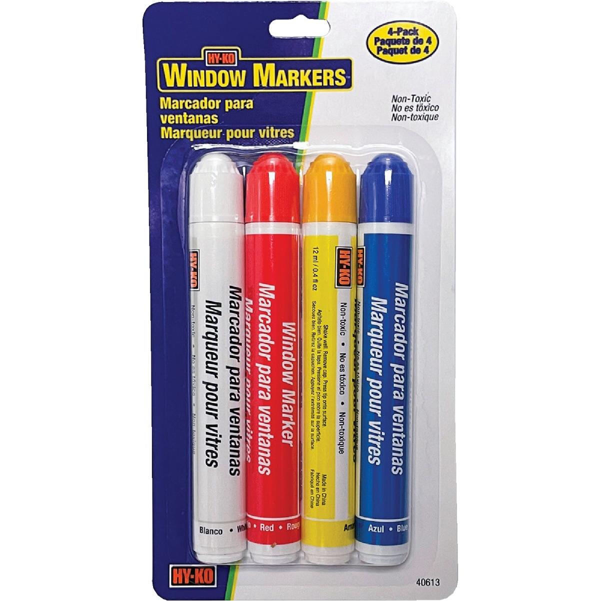 Hy-Ko Red/Blue/White/Yellow Window Marker (4-Pack)