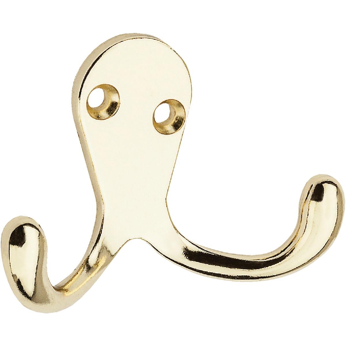 National Hardware Brass Double Clothes Hook (2-Pack)