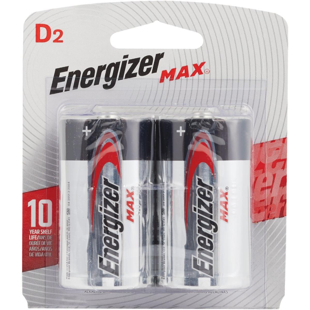 Energizer Max D Alkaline Battery (2-Pack)