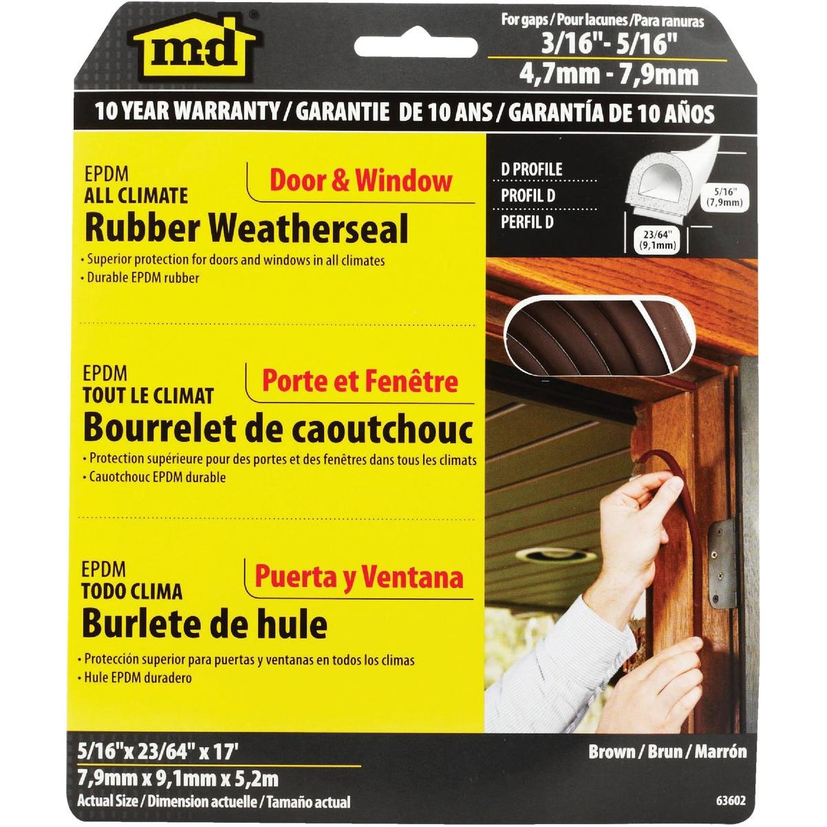 M-D Building Products 1/4 In. x 5/16 In. x 17 In. Brown Premium Rubber Window Seal for Medium Gaps
