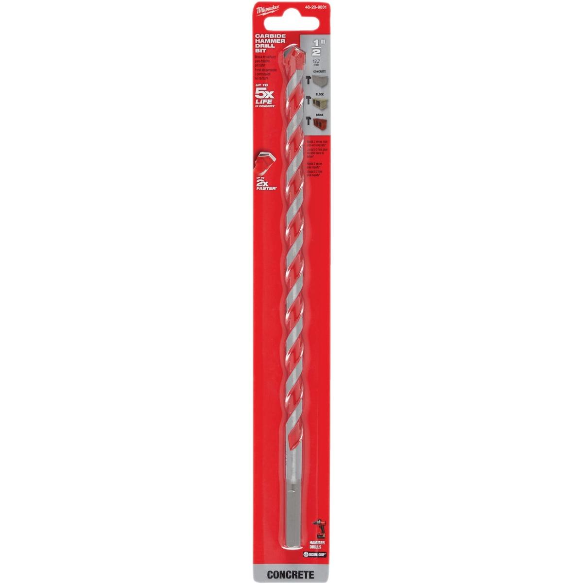 Milwaukee SHOCKWAVE 1/2 In. x 12 In. Impact Duty Masonry Carbide Hammer Drill Bit